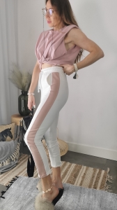 SD70 Spodnie Colour  Ecru Pink